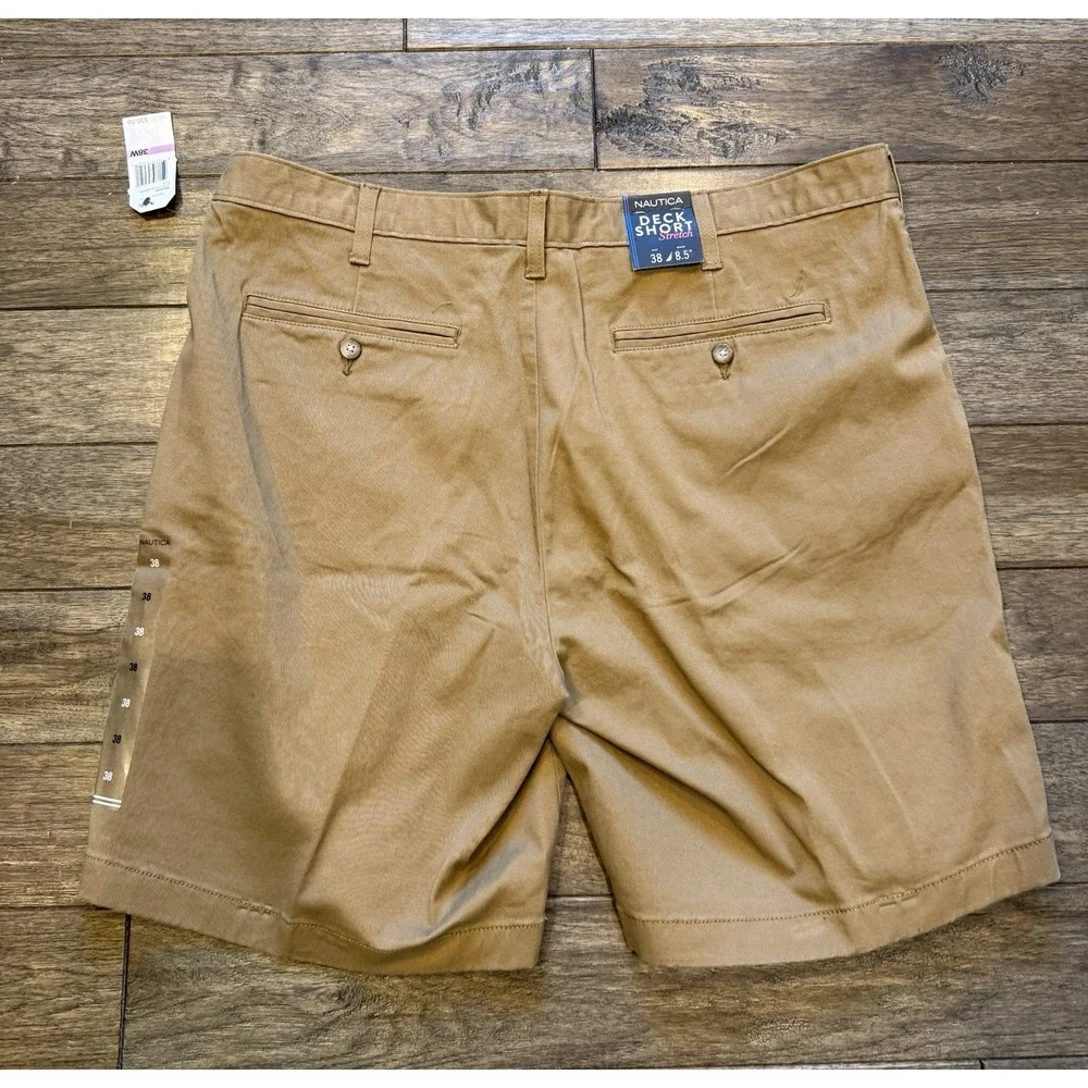 Nautica Deck Shorts Men 38 Oyster Brown Classic Fit Stretch Chino B93000